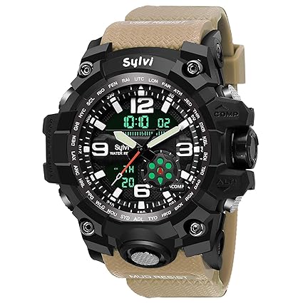 Fashion Analogue Digital Black Dial Sports Watch for Men