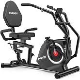 Recumbent Exercise Bike, Stationary Bike for Home with Arm Exercise | Recumbent Bike with 400LB Whisper-Quiet 16 Levels Magnetic Resistance Heart Rate and Multi-Function LCD Comfortable Seat