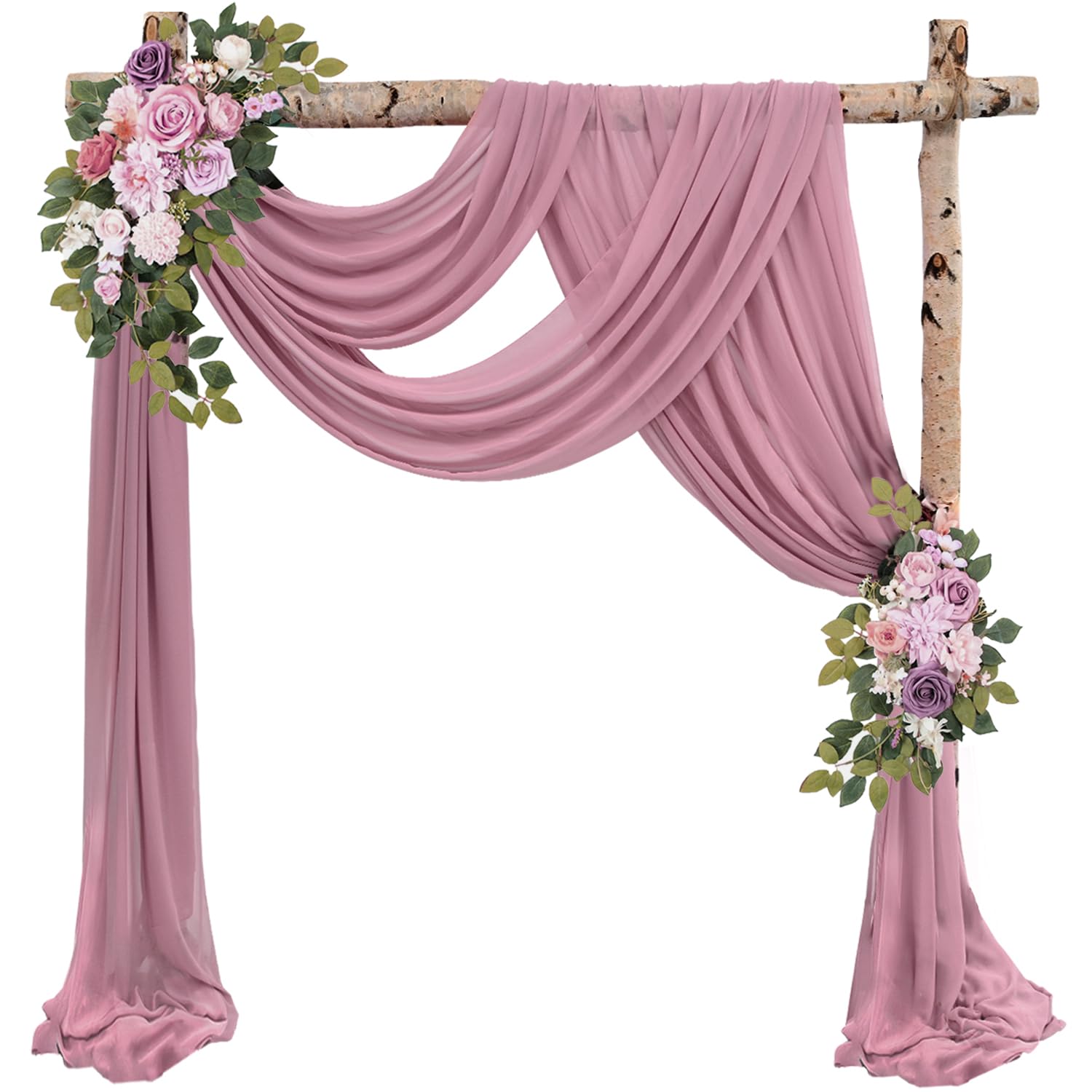 Photo 1 of Dusty Rose Wedding Arch Draping Fabric 2 Panels 20Ft Length x 28" Width Arch Drapes Chiffon Fabric Sheer Curtains Backdrop for Party Bridal Decorations Wedding Ceremony Ceiling Stage Reception Decor