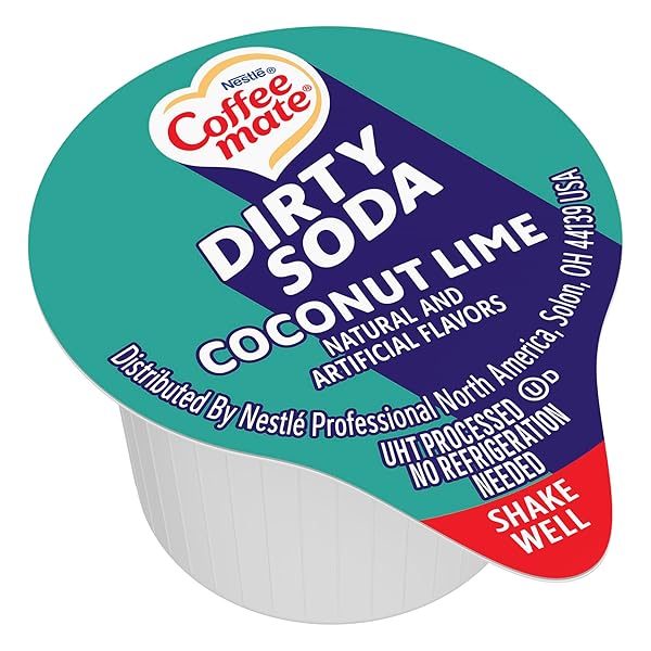 NESTLE COFFEE MATE LIQUID COFFEE CREAMER SINGLES, DIRTY SODA COCONUT LIME, 50 CT BOX