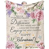 Psspotgj Retirement Gift for Woman, Retirement Blanket for Women/Men, Farewell Gifts for Coworkers, Going Away Goodbye Merch for Mom Grandma Throws Blankets 60"x50"
