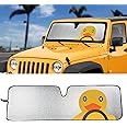 Windshield Sun Shade for Jeep Wrangler JK JKU JL JLU1997-2024,Window Sun Visor for UV Rays & Heat Protection,Duck Windshield Sunshade