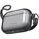 TORRAS A3 Neo for AirPods Pro 3 Case with Lanyard, 3rd Generation, Black | Anti-Yellowing Soft TPU, Protective Shockproof Cover, Slim Translucent, Wireless Charging, Keychain, Anti-Lost, LED Visible