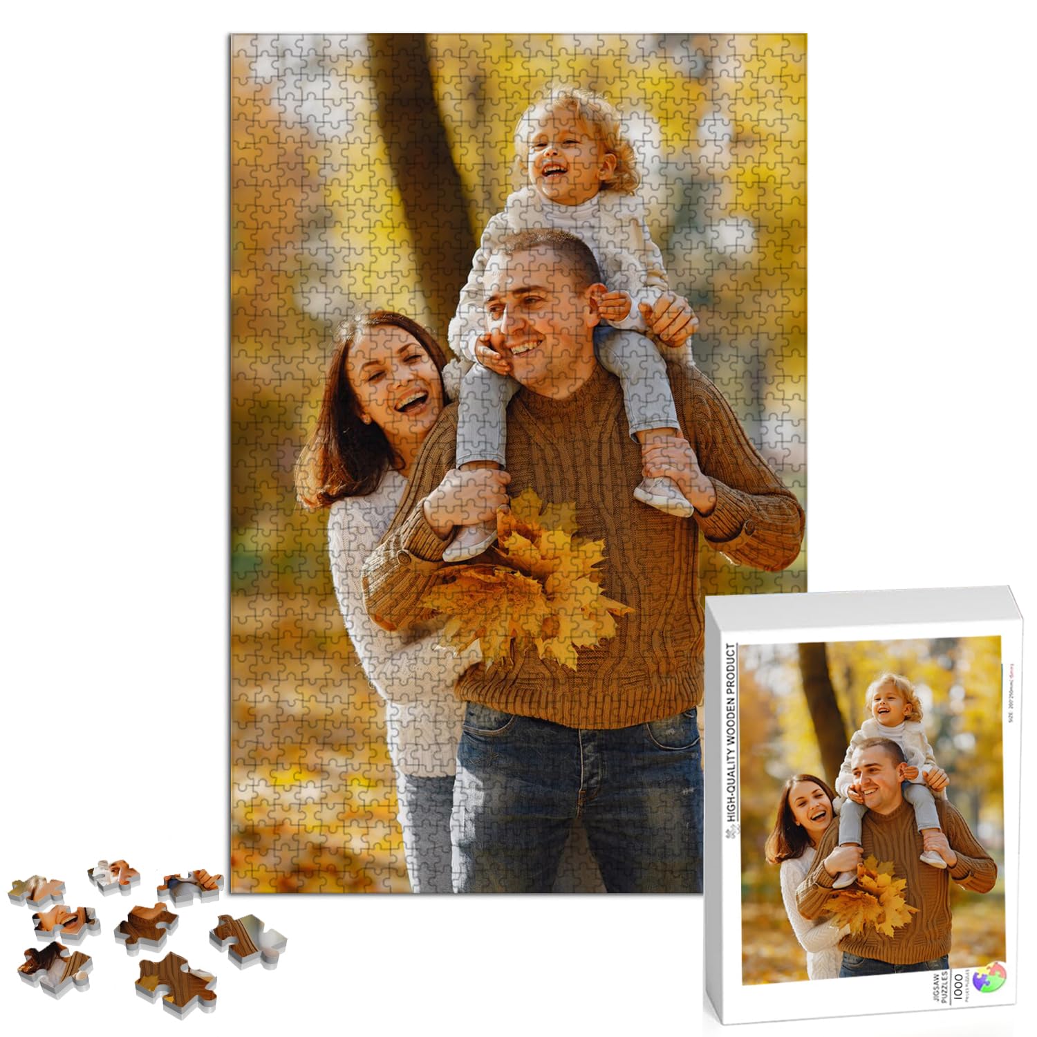 Custom Puzzle, Personalized Puzzle from Photos, Customized Puzzle 120/200/300/500/1000/1500 Pieces for Family, Christmas, Pet, Birthday, Wedding Gift