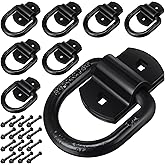 Riakrum 8 Pieces D Ring Tie Down Anchor 1/2 Inch Heavy Duty Tie Down Rings 12000 Lbs Break Strength Anchors Hook with Screws Bolts for Trailer Truck Bed Cargo(Black)