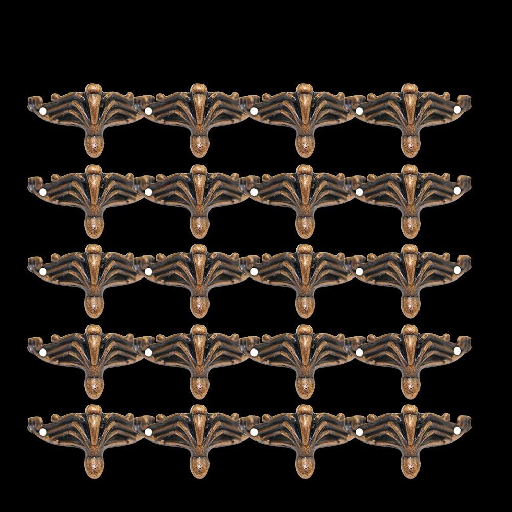 20pcs Antique Brass Box Alloy Tiny Leg Shape Jewelry Chest Box Decorative Feet Leg Corner Protector for Embossing Wood Case Decor 36x19mm (Red Bronze) - Image 4