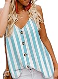 BLENCOT Women Cute Sleeveless Shirts Striped