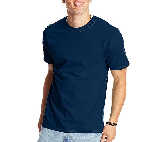Hanes Beefy-T Crew Neck Short Sleeve T-Shirt Navy 2XL