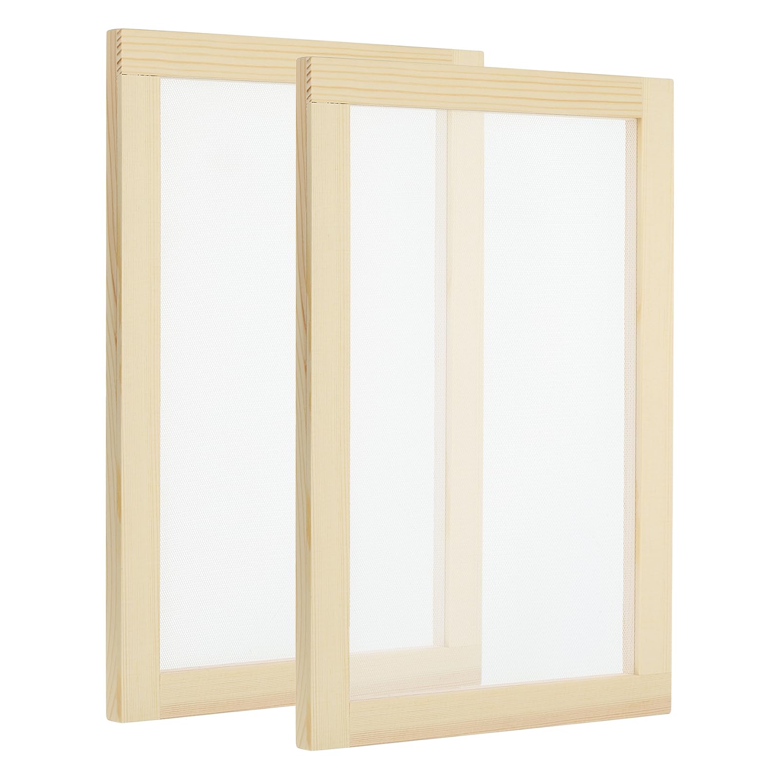 PATIKIL 11.8"x7.9" Wooden Paper Making Screen, 2 Pack Paper Making Mould Frame Papermaking Mould Deckle for DIY Paper Craft Dried Flower Handcraft, Natural Color