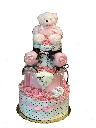 black and white diaper cake