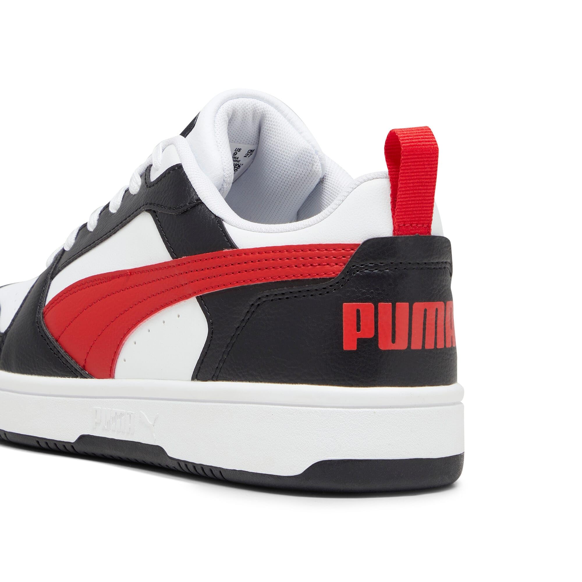 PUMA Rebound V6 Low Unisex Sneaker , Puma White For All Time Red Puma Black, 45 EU 5