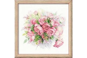 RIOLIS - Watercolor Roses 1335, Floral Cross Stitch Kits 11¾"x11¾, Cross Stitch Kits for Beginners & Advanced, Crossstitching Kits Adult, Counted Stitching Kits, Flowers Embroidery Kit
