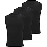 Poekuao Boys Sleeveless Compression Shirt Kids Athletic Tank Tops Youth Quick Dry Workout Undershirt for Football