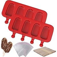 Ozera 2 Pack Popsicles Molds, Homemade Cake Pop Mold Cakesicle Molds Silicone Popcical Molds, 4 Cavities Ice Pop Cream Molds 