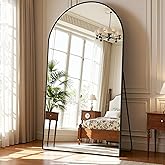 Coomily Full Length Mirror 90" L x 46" Full Body Standing Mirror for Bedroom, Living Room, Gym, Dorm - Shatter-Resistant & Easy Assembly, Arched Style Black