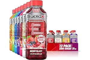 SueroX Zero Sugar Electrolyte Drink for Hydration and Recovery, Unique Blend of Electrolytes & 8 Ions, Zero Calorie Sports Drink, 21.3 Fl Oz, Ultimate Pack, 12 Count