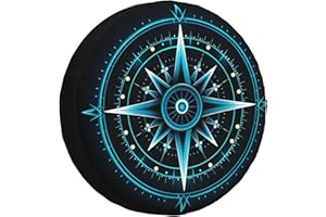 ARIOLUER Adventure Compass Spare Tire Cover Weatherproof Sun Protection Wheel Tire Cover Universal Fit Trailers RV SUV Truck Camper Travel 14 inch