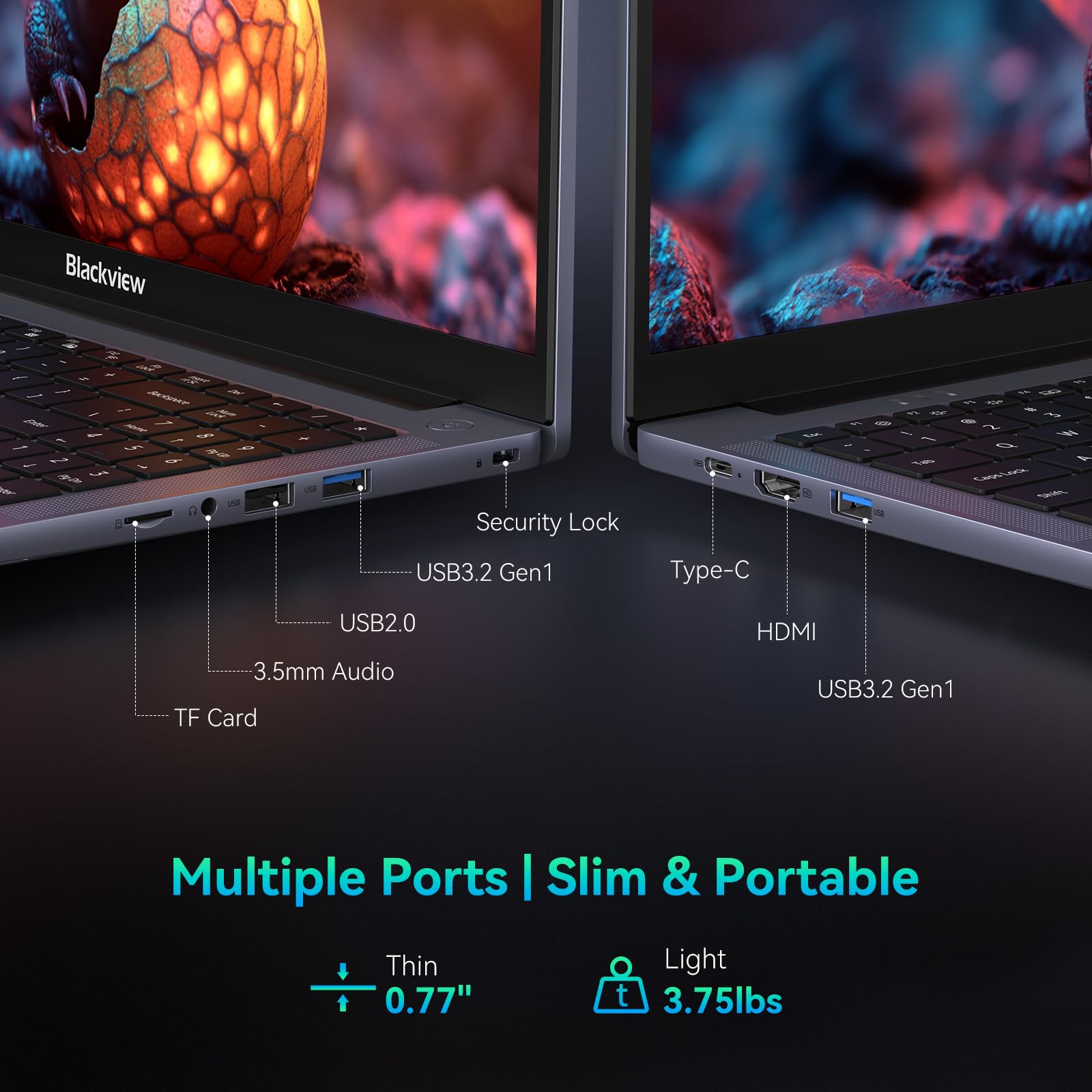 Blackview Laptop 2025, Laptops Computer For Business Student, Quad-Core N150 (Up To 3.6Ghz, Beat N5095/ N95/N97/N100), 16Gb Ddr4 512Gb Ssd, 15.6” Fhd Ips Tüv Screen, 100W Type-C Fast Charge, 4K Hdmi - View 8