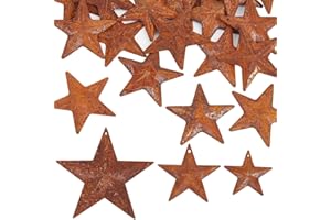 GORGECRAFT 30PCS 3 Sizes Rusty Metal Barn Star 2" 2.5" 3.75" Vintage Antique Primitives Country Decor Tin Steel Stars with Holes Rustic Ornament Original Retro Accents for Patriotic 4th of July Xmas
