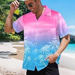HUGLAZY Tropical Shirt Mens Hawaiian Shirts Short