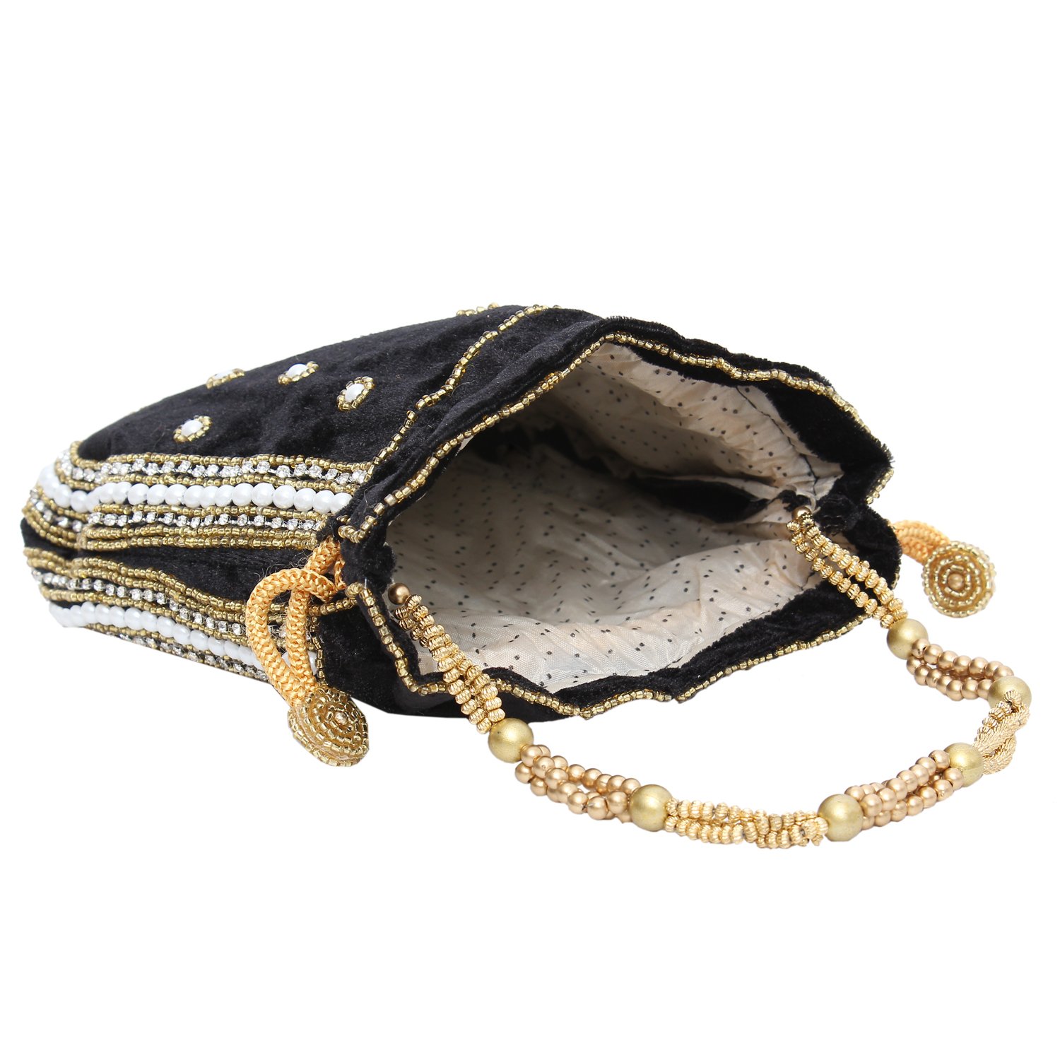 bagaholics ethnic clutch velvet potli batwa pouch bag with metal beadwork