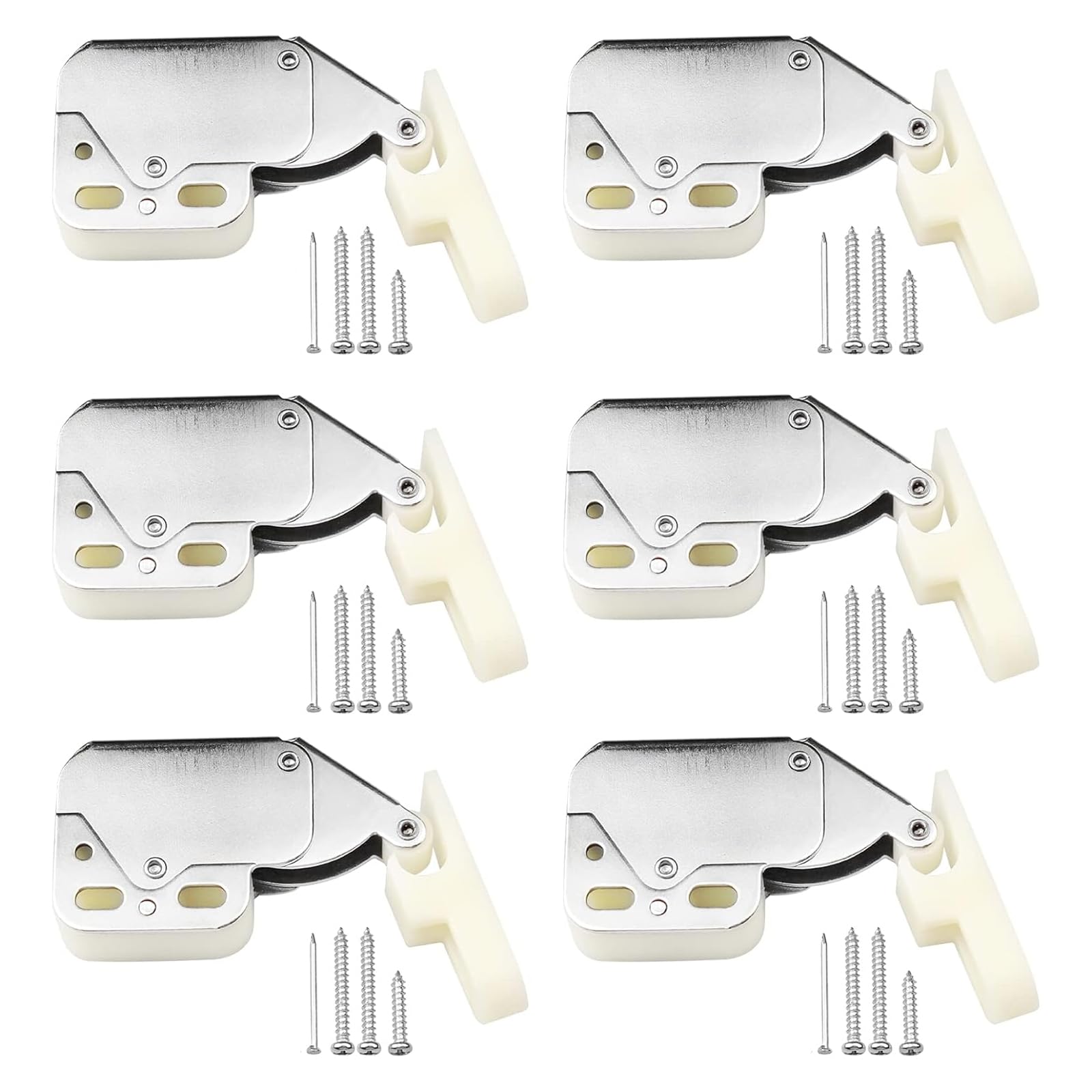 oupados 6Pcs Touch Catch Latch Mini Latch Automatic Spring Catch with Screws for Press to Open Cupboard Doors