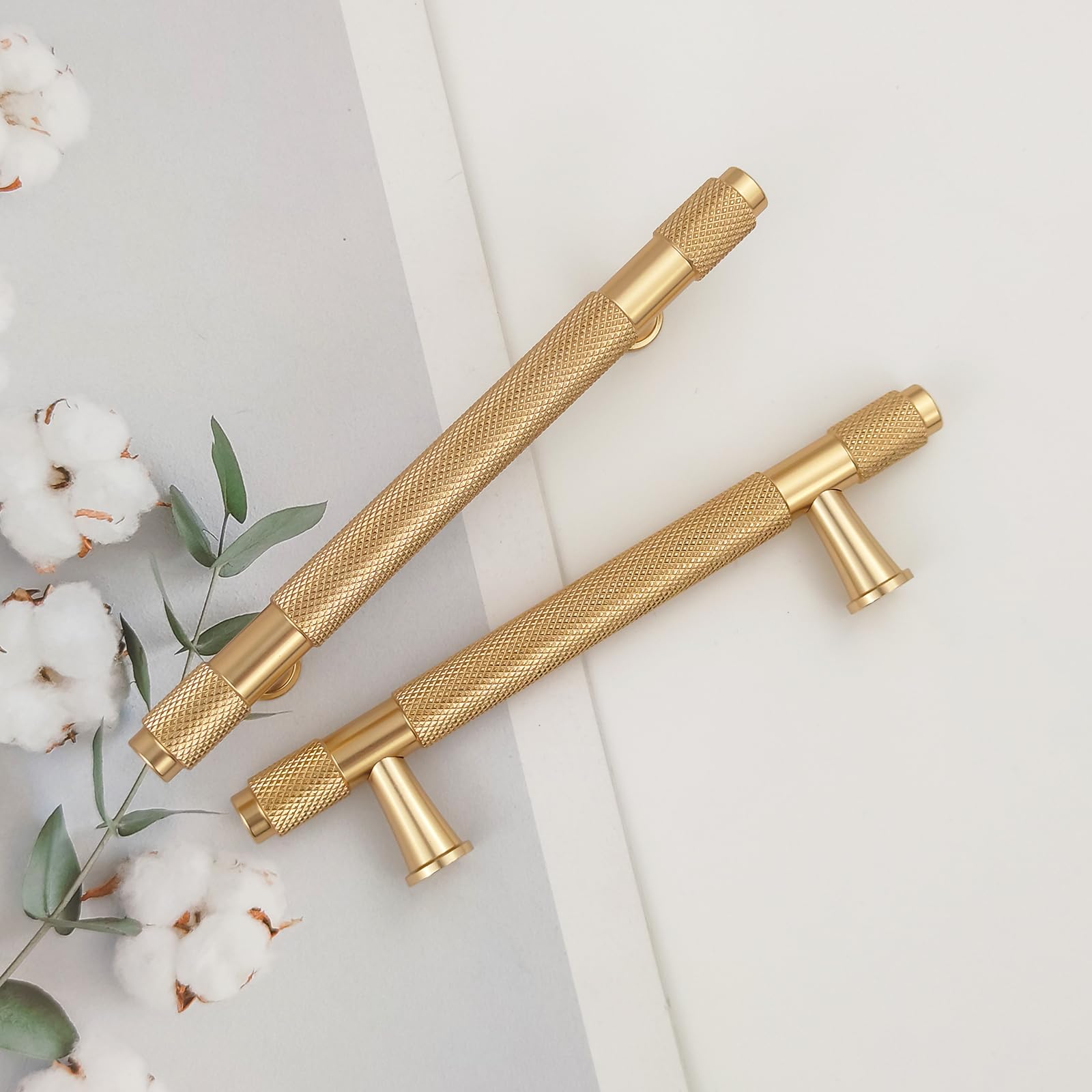 Pexintek 10 Pack Gold Modern Cabinet Handles 96mm Hole Centers Kitchen Bathroom bedrooms Study Furniture Door Vintage Pulls with Screws for Cupboards Drawer Wardrobe Dresser (Golden) — image 1