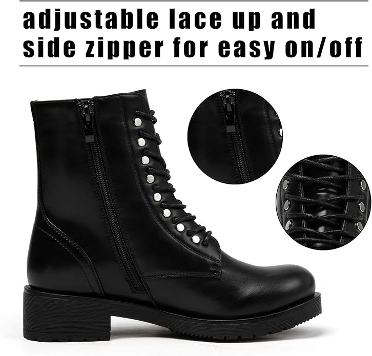 Katliu Womens Combat Military Booties