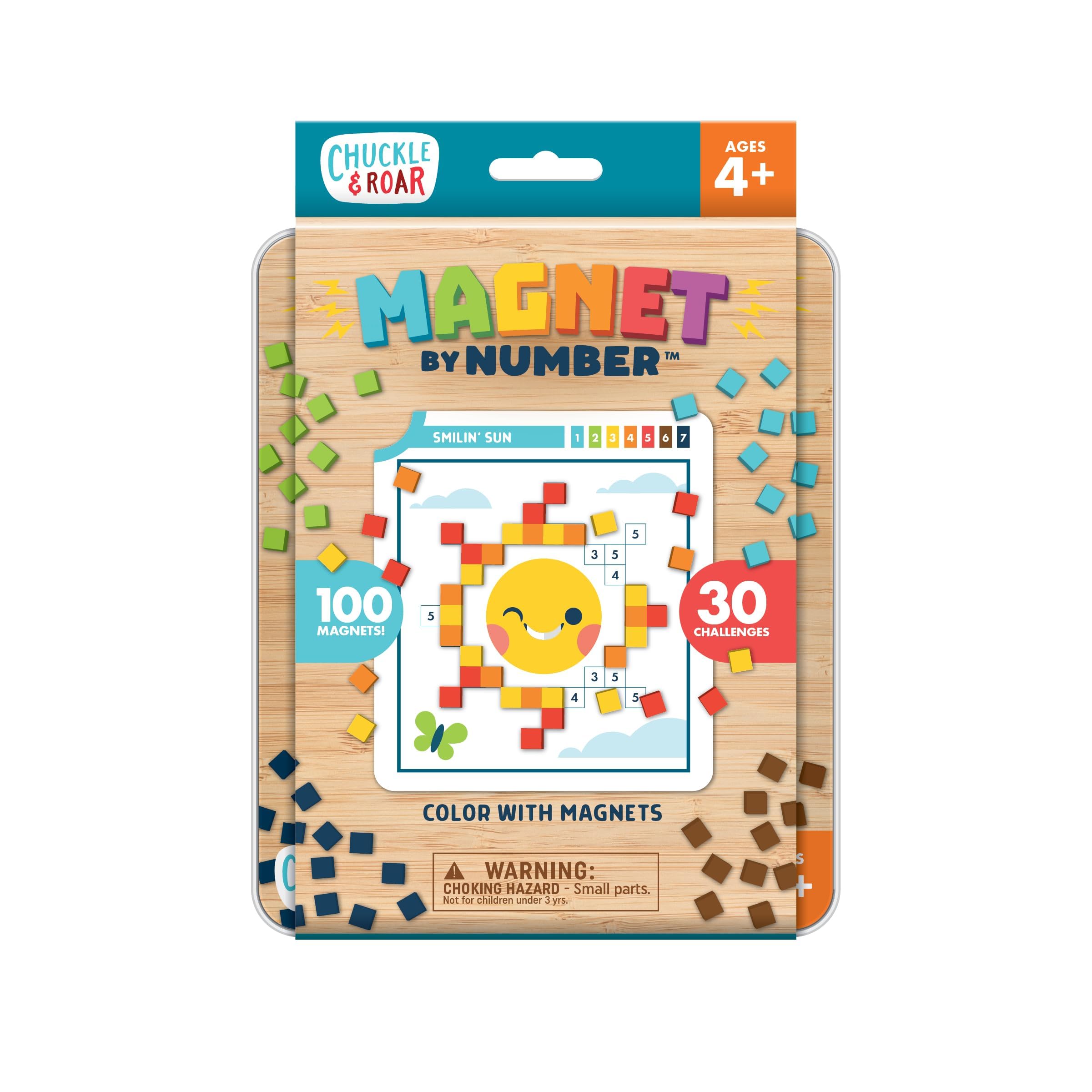 Chuckle & Roar Magnetic Puzzle Kit – Magnet by Number Edition, Mess-Free Color Matching Activity with 30 Challenges, Travel-Friendly Learning Toy for Kids Ages 4+