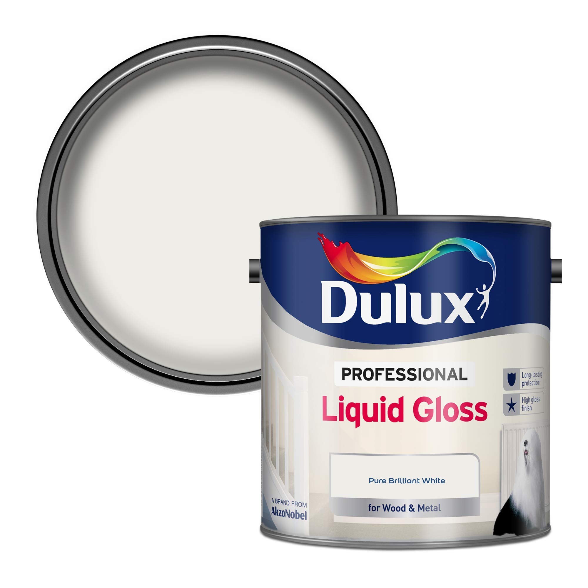 Dulux Professional Liquid Gloss Paint For Wood And Metal, Pure Brilliant White, 2.5 L
