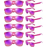 Geopty 12/24 Pack Wholesale Colorful Mirror Reflective Sunglasses Bulk, Neon 80s 90s Sunglasses Party Favors Unisex