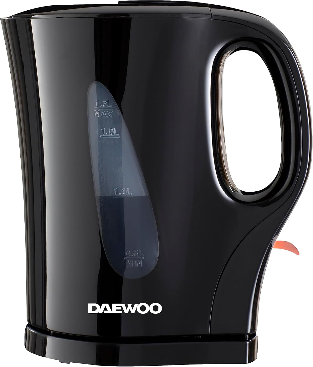 Daewoo Essentials 1.7L Fast Boil Electric Kettle Black Cordless Auto Shut-Off
