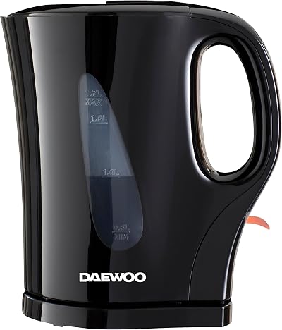Daewoo Essentials 1.7L Fast Boil Electric Kettle Black Cordless Auto Shut-Off