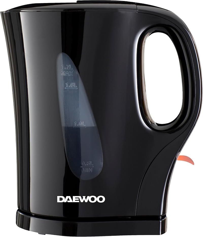 Daewoo Essentials 1.7L Fast Boil Electric Kettle Black Cordless Auto Shut-Off
