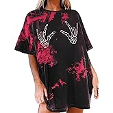 Avanova Women Graphic Letter Print Oversized T Shirt Short Sleeve Casual Summer Loose Fit Tee Top