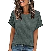 AUTOMET Women Summer Tops 2026 Spring Sweaters Dressy Casual Short Sleeve Shirts Business Blouses