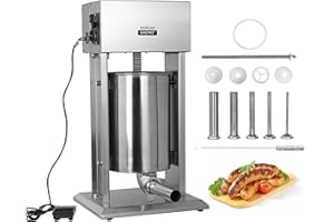 Hakka Electric Sausage Stuffer - 12L/25Lbs Stainless Steel Sausage Filler Commercial Sausage Maker with 5 Nozzles - Commercia