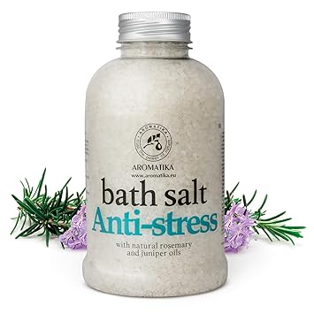 Badesalz Anti Stress - Meersalz mit Natürlichem Ätherischen Rosmarinöl und Wacholderöl - Natur am Besten für Guten Schlaf - B