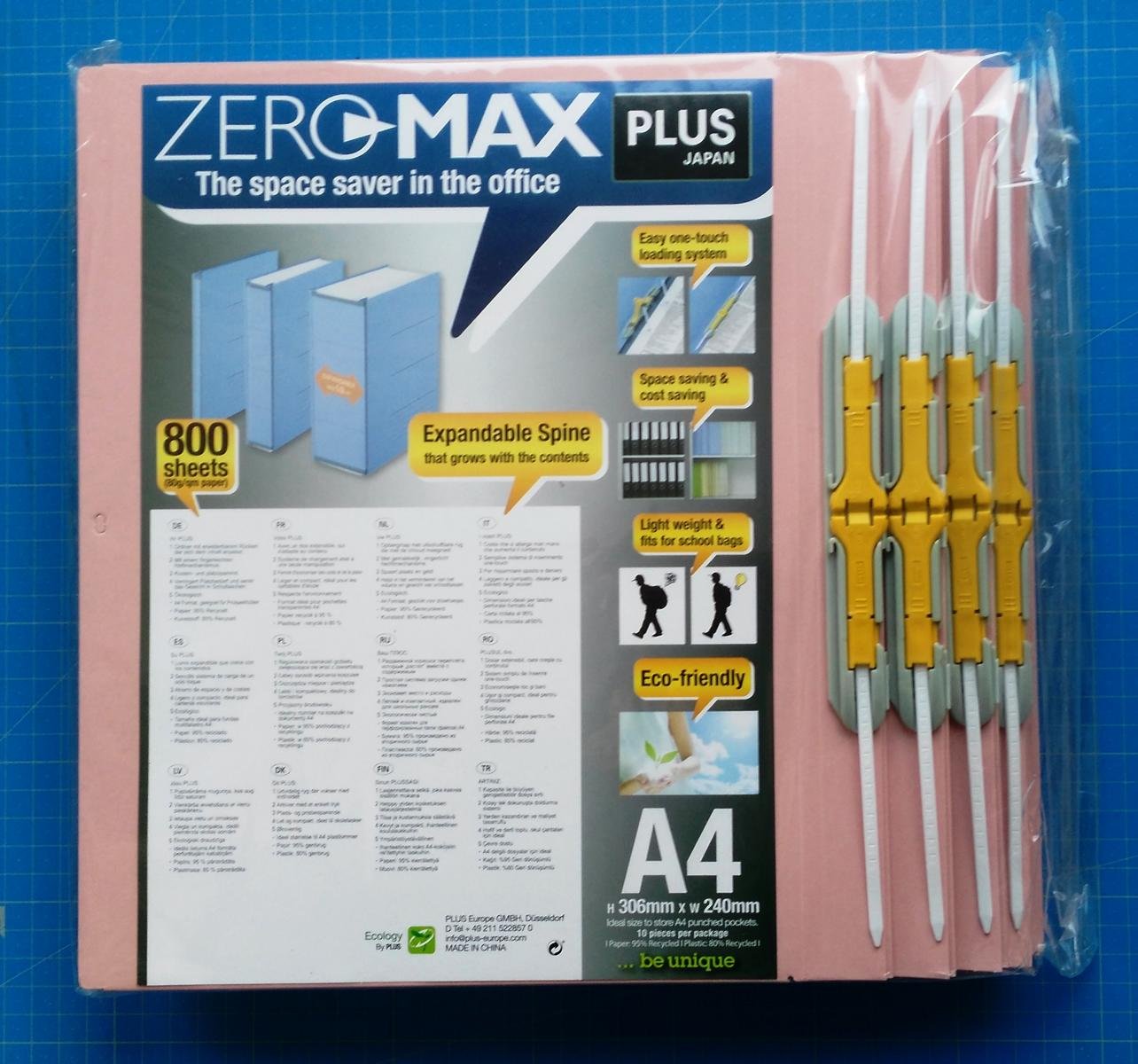 Plus Japan FL-021SSW-PK Zero Max Expandable File - Pink (Pack of 10)