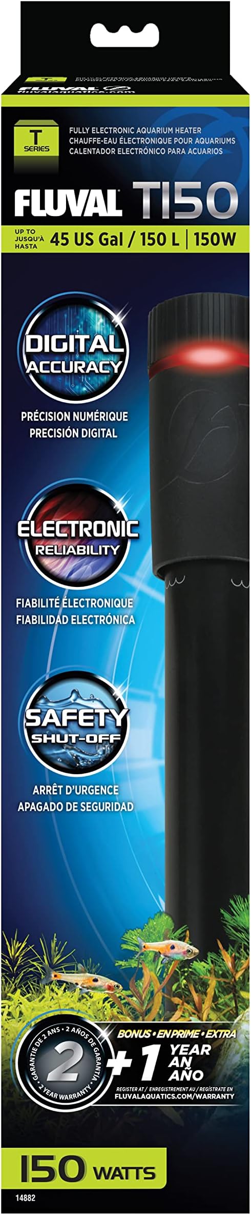 Fluval T150 Fully Electronic Heater for Freshwater Aquariums up to 45 Gal