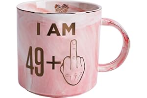 HENDSON 50th Birthday Gifts for Women - Funny Turning 50 Year Old Birthday Gift Ideas for Wife, Mom, Daughter, Sister, Aunt, Best Friends, BFF, Coworkers - Fabulous Pink Marble Mug, Ceramic 11.5oz Coffee Cup