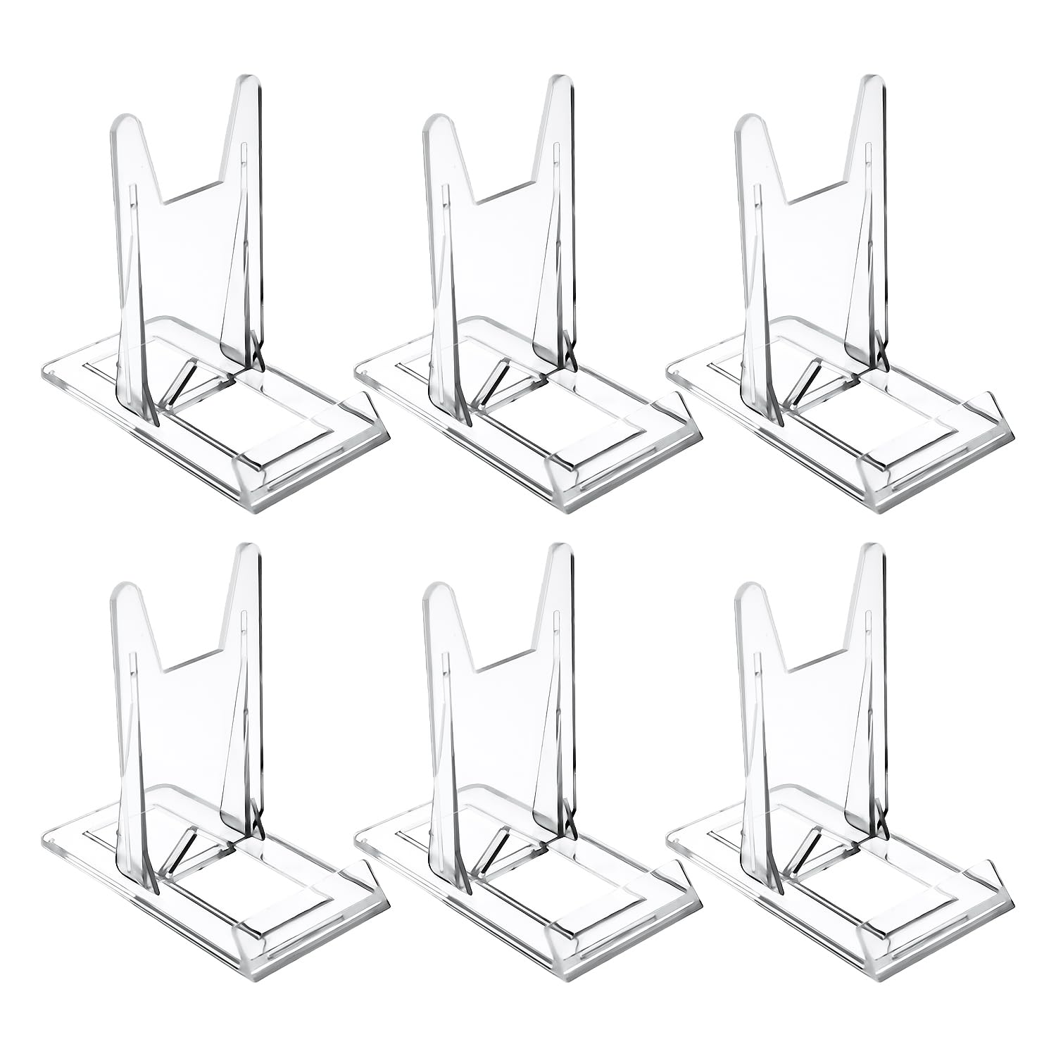 NQEUEPN 6pcs Acrylic Display Stands, Adjustable Clear Display Holder Jewelry Display Organizer Shelf for Purses Handbags Book Pictures Plate Phone Home Wedding Party Decoration
