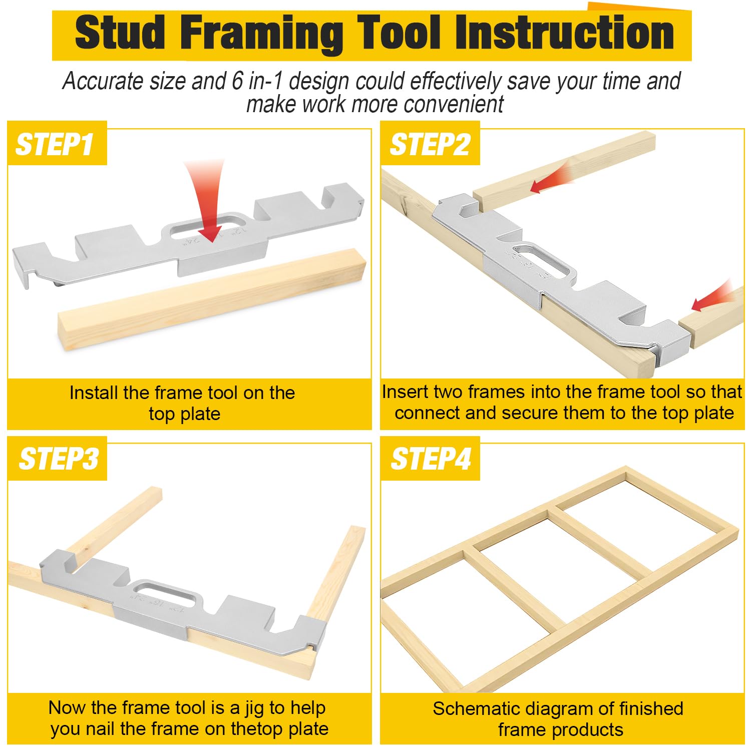 Framing Layout Tools Mua 6 In 1 Framing Tools,12/14/16/18/20/24 On-Center Framing Stud ...