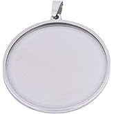 Reidgaller 10pcs Stainless Steel Cabochon Setting Trays 40mm Dia Pendant Base Blanks DIY Necklace Bezels for Jewelry Making