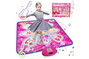 FAMKCY Dance Mat,Dance Mixer Rhythm Step Play Mat,Dance Game Toy Gift for Kids Girls Boys - Dance Pad with LED Lights, Adjustable Volume, Built-in Music, 3 Challenge Levels (3-12 Years Old)