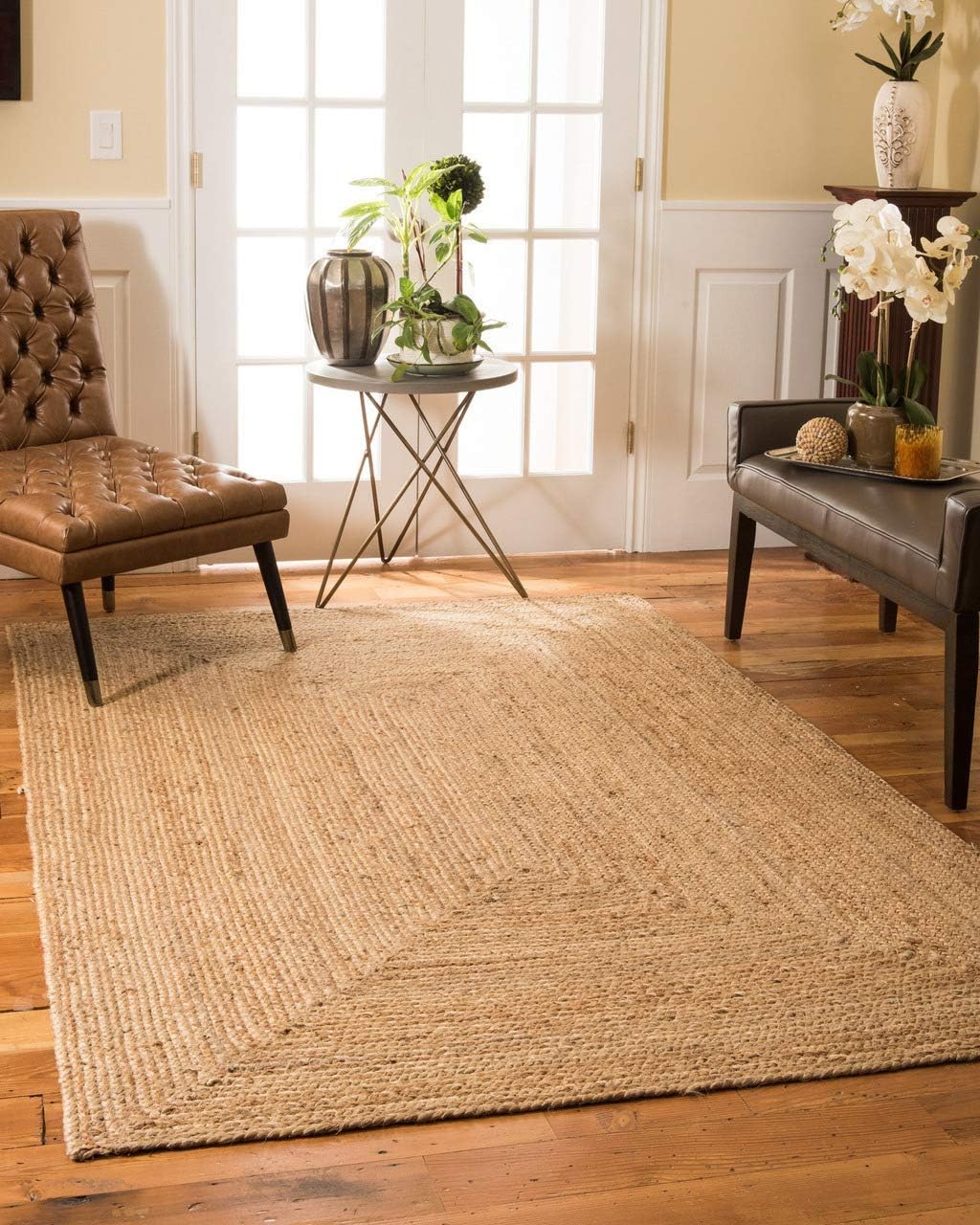 ZEFF FURNISHING Handwoven Jute Rug, Natural Fibres, Braided Reversible Carpet for Bedroom Living Room Dining Room ZEFF FURNISHING (6 x 9 feet)