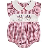 ZyHwShine Baby Girl 4th of July Outfit Fourth of July Romper Onesie American Flag Smocked Bodysuit Independence Day Clothes