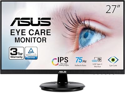 ASUS 27" 1080P VA27DCP Monitor IPS 75Hz USB-C 65W PD Speakers Adaptive-Sync