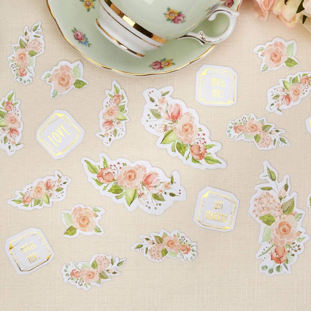 Neviti Geo Floral - Wedding Table Scatters, Pink/Peach/Gold, 5 x 5 x 0.1 - Image 3