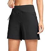 SANTINY Women's 5''/ 7''Hiking Shorts with 3 Zipper Pockets Lightweight Quick Dry Golf Shorts for Women Athletic Walking